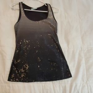 Sparkly gray to black ombre tank top